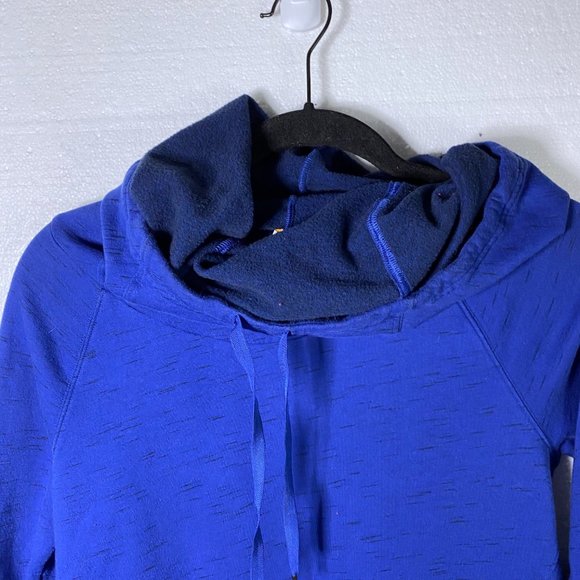 Lucy Medium Blue Cowl Funnel Neck Pullover Hoodie - Picture 5 of 9